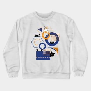 Peekaboo Geometry Cat Crewneck Sweatshirt